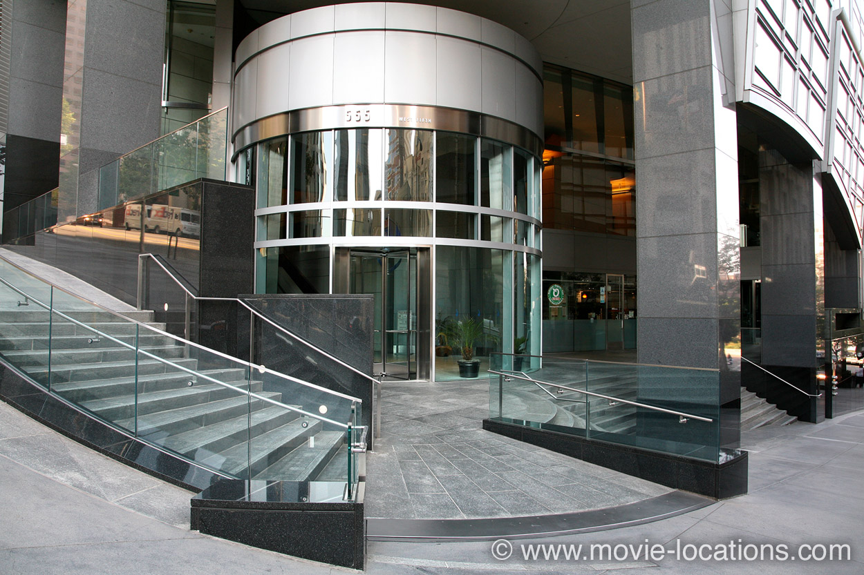 Collateral film location: the Gas Company Building, 555 West Fifth Street at Grand Avenue, downtown Los Angeles