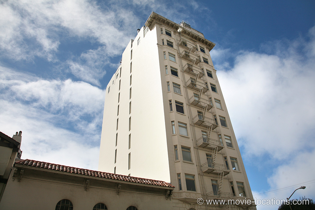 Dark Passage film location: Lauren Bacall's impossibly stylish pad: Tamalpais Building, Greenwich Street, Russian Hill, San Francisco