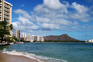 Godzilla filming location: Waikiki Beach and Diamond Head, Honolulu, Oahu