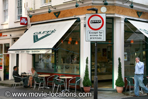 Peeping Tom location: Caffe V, Rathbone Place, Fitzrovia, London W1