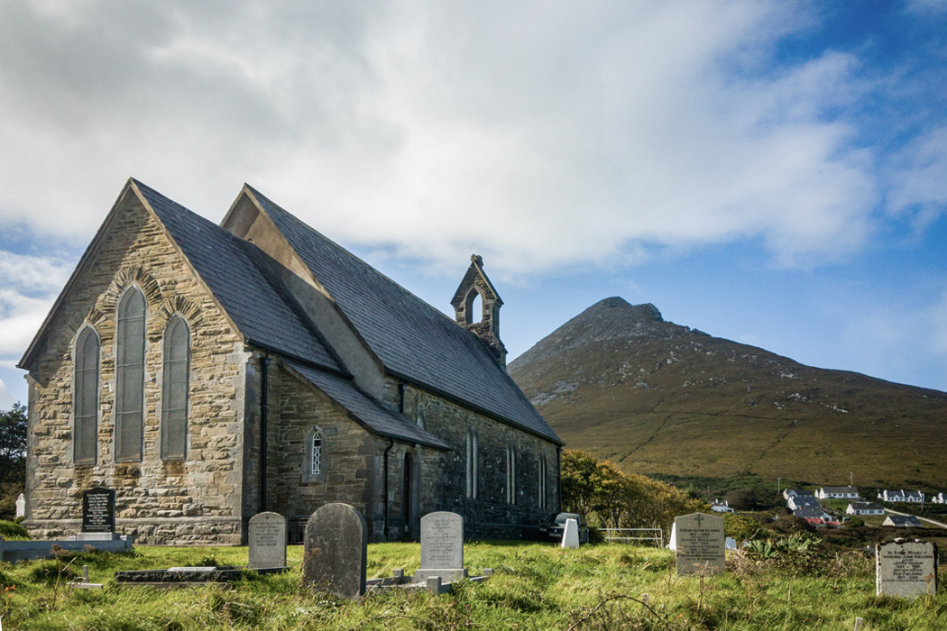The Banshees of Inisherin film location: St Thomas Church, Doogort, Achill Island, Republic of Ireland
