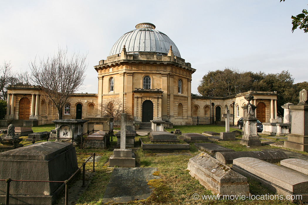 Goldeneye location: Brompton Cemetery, Earls Court, London