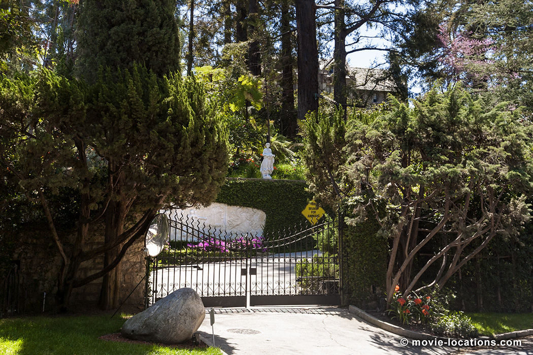 Once Upon A Time In Hollywood filming location: Playboy Mansion, Charing Cross Road, Holmby Hills, Los Angeles