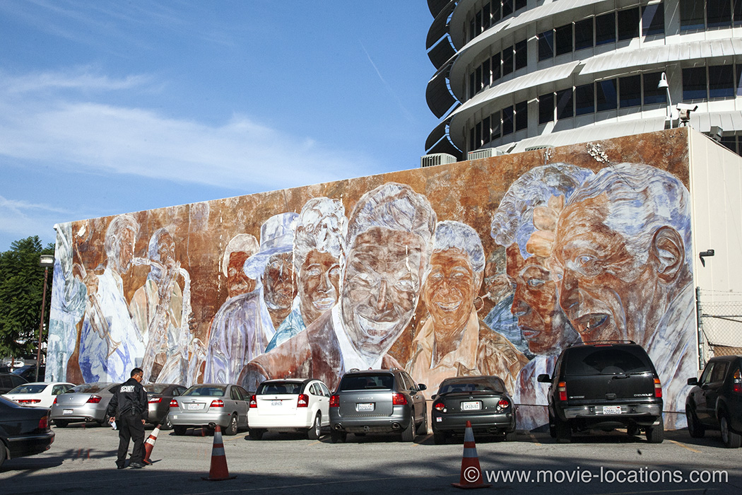 Rush Hour location: Hollywood Jazz mural, Vine Street, Hollywood